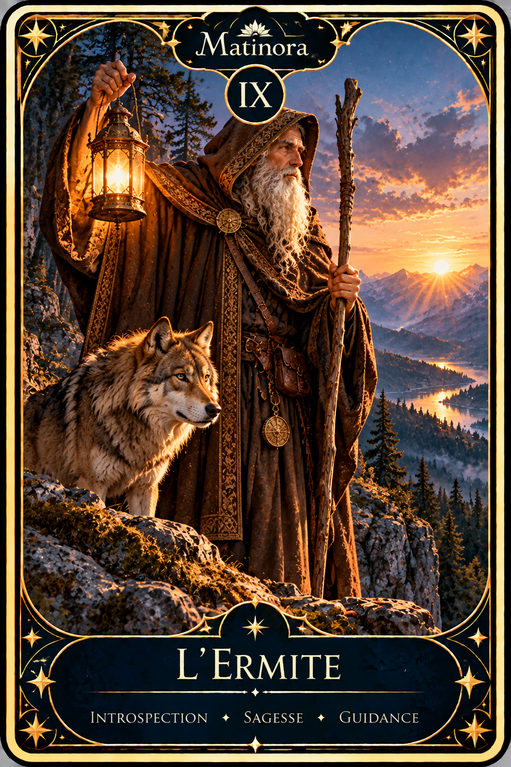 Carte IX L’Ermite du Tarot Matinora