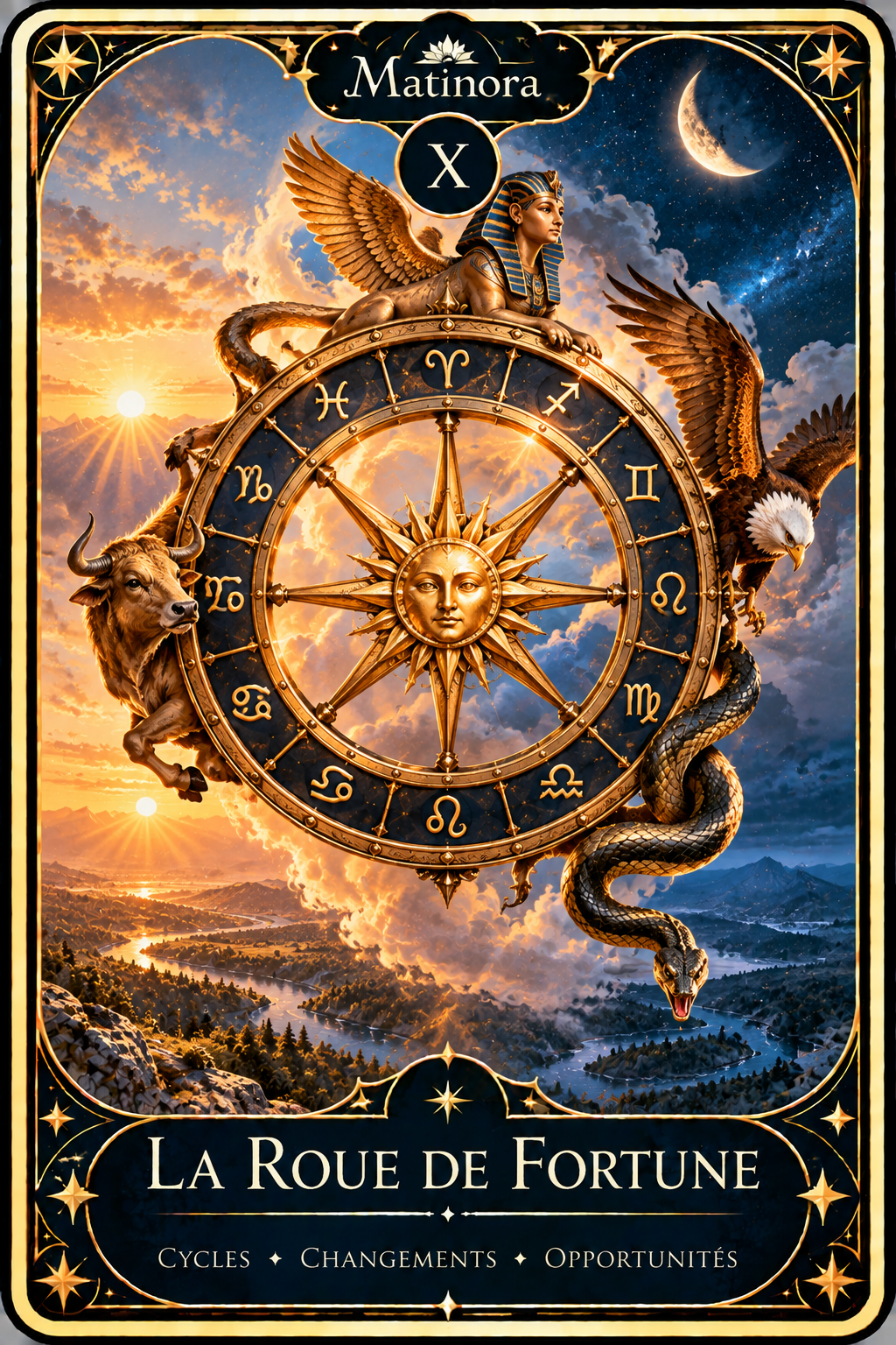 Carte X La Roue de Fortune du Tarot Matinora